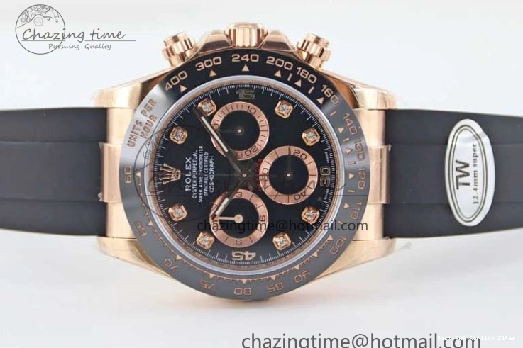 Good Copy Rolex Watches Strap TWF 904L 2416 Diamonds RG on 116515 A  Steel Best HighQuality RG Black Dial Daytona Edition Oysterflex 1:1 0114